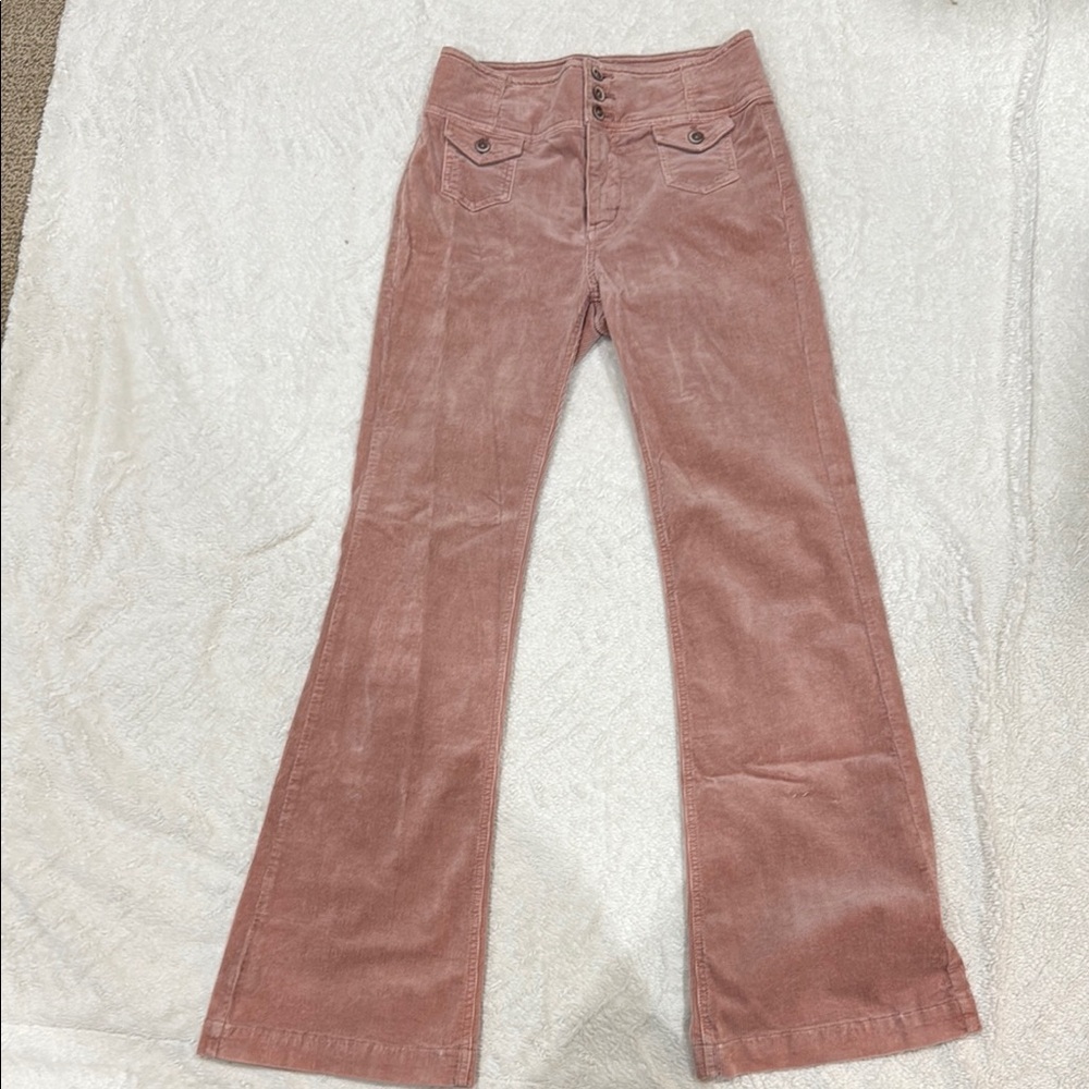 Pilcro and the Letterpress Pink Flare Corduroy Pants